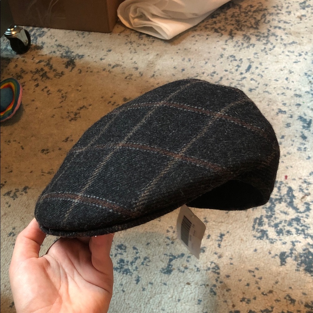 Italian made Goorin Bros Flat Cap - Dark Charcoal Plaid